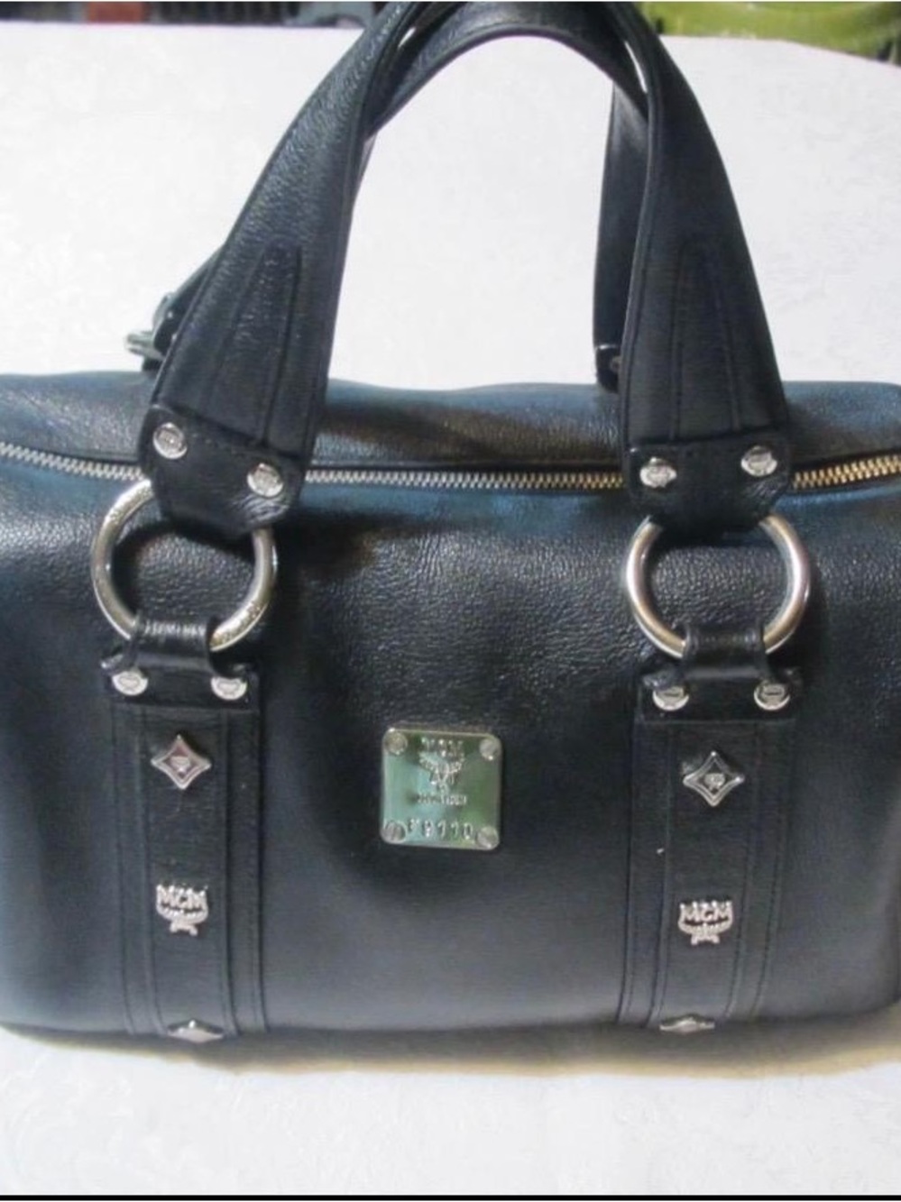 MCM Black Leather Top-Handle Satchel